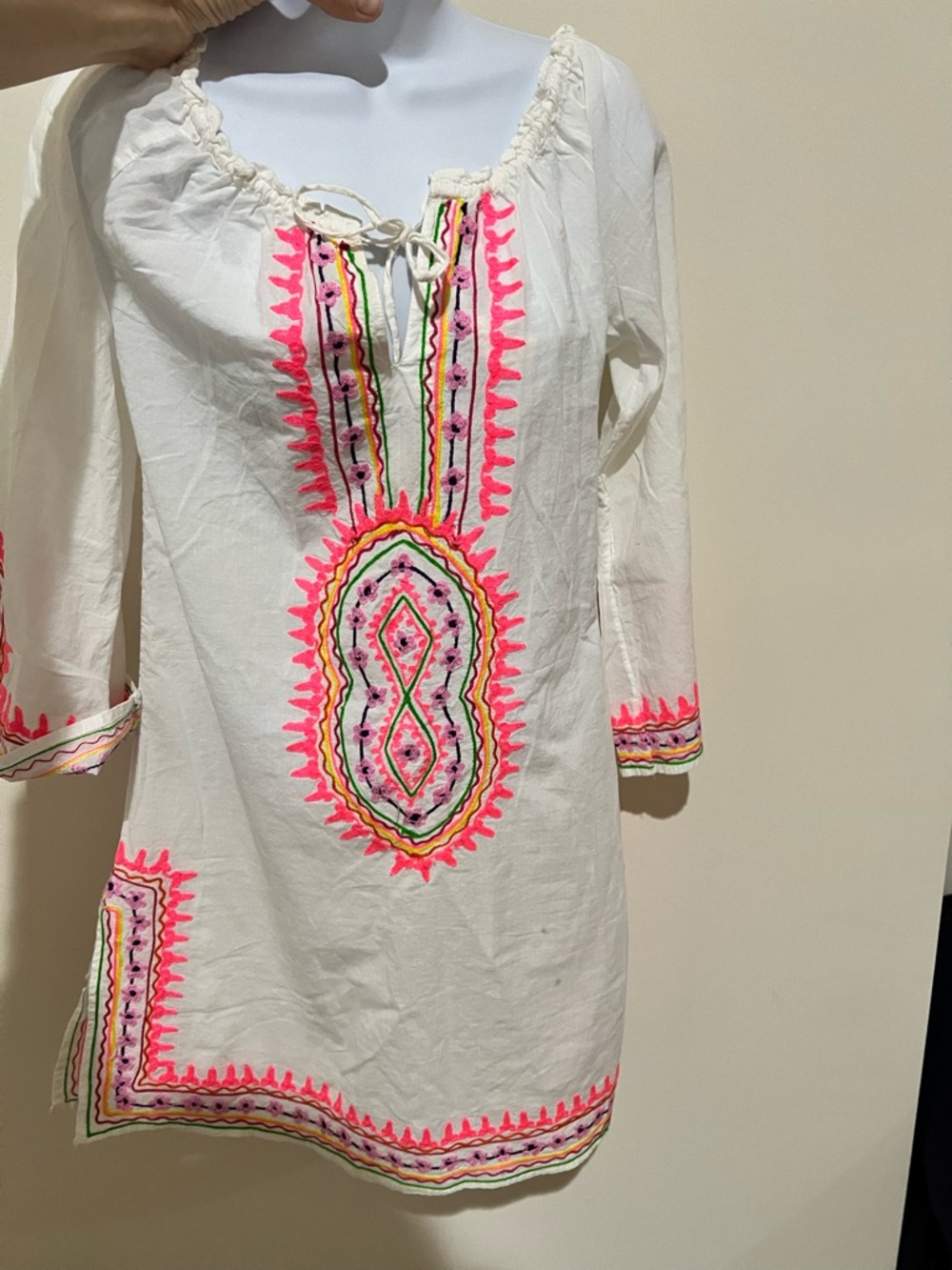 White Embroidered Women's Swim Coverup
